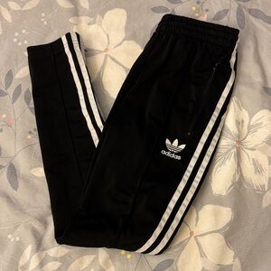 Adidas Kids Black Joggers with White Stripes